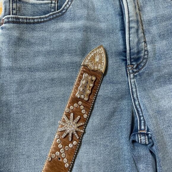 BHW Leather cowhide studded bedazzled belt